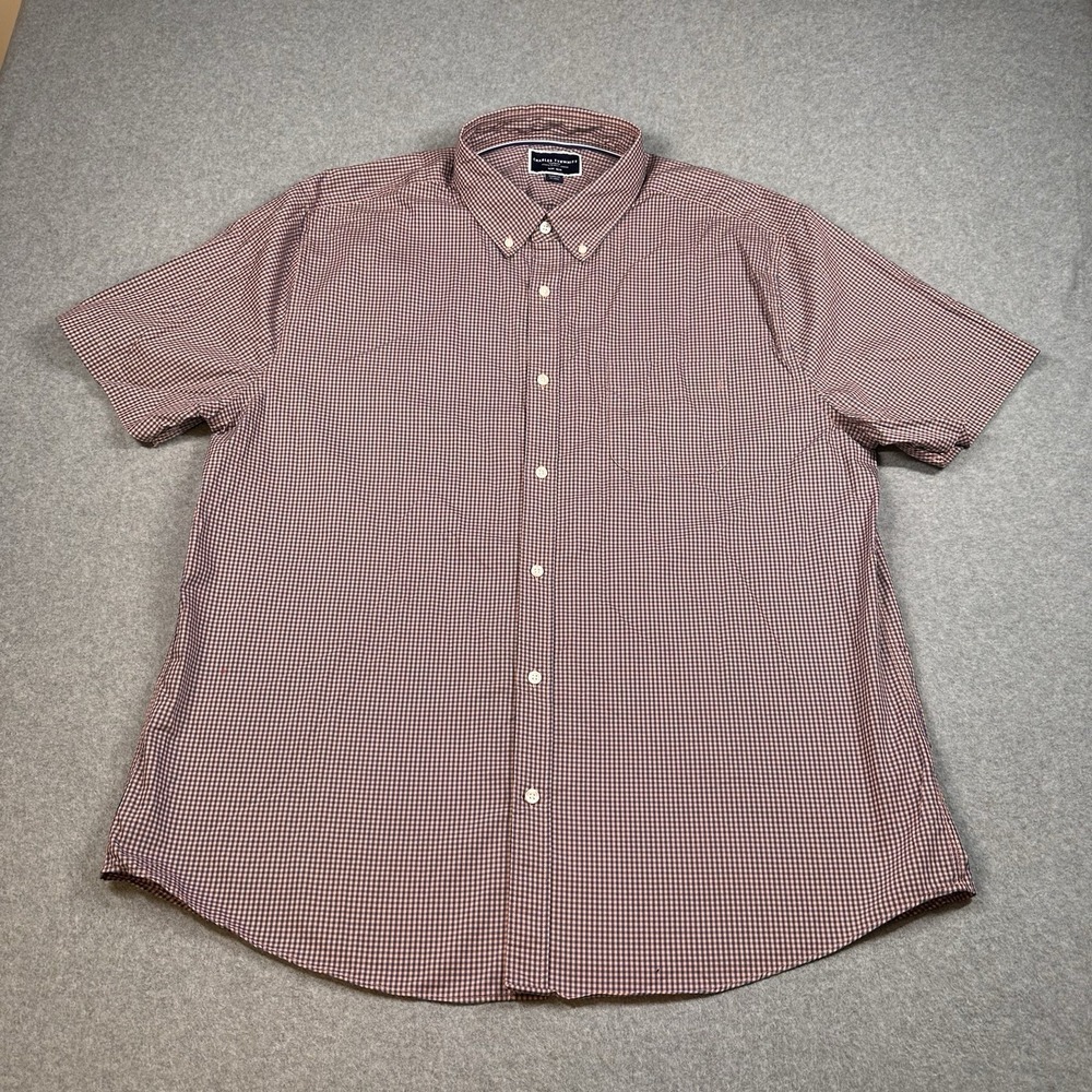Charles Tyrwhitt Classic Fit Non Iron 2XL Blue Pink Gingham Short Sleeve Shirt